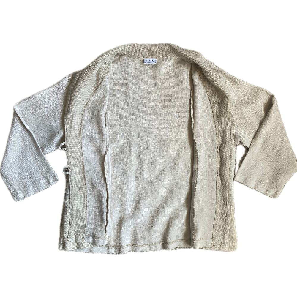 HABITAT 100% Linen Woven‎ Tweed Lightweight Blazer Jacket SZ M Neutral Lagenlook - Picture 7 of 12